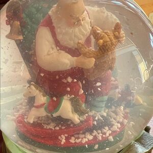 Christmas Santa Snow Globe Holiday Decor - Red & White
